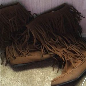 Brown moccasin boots